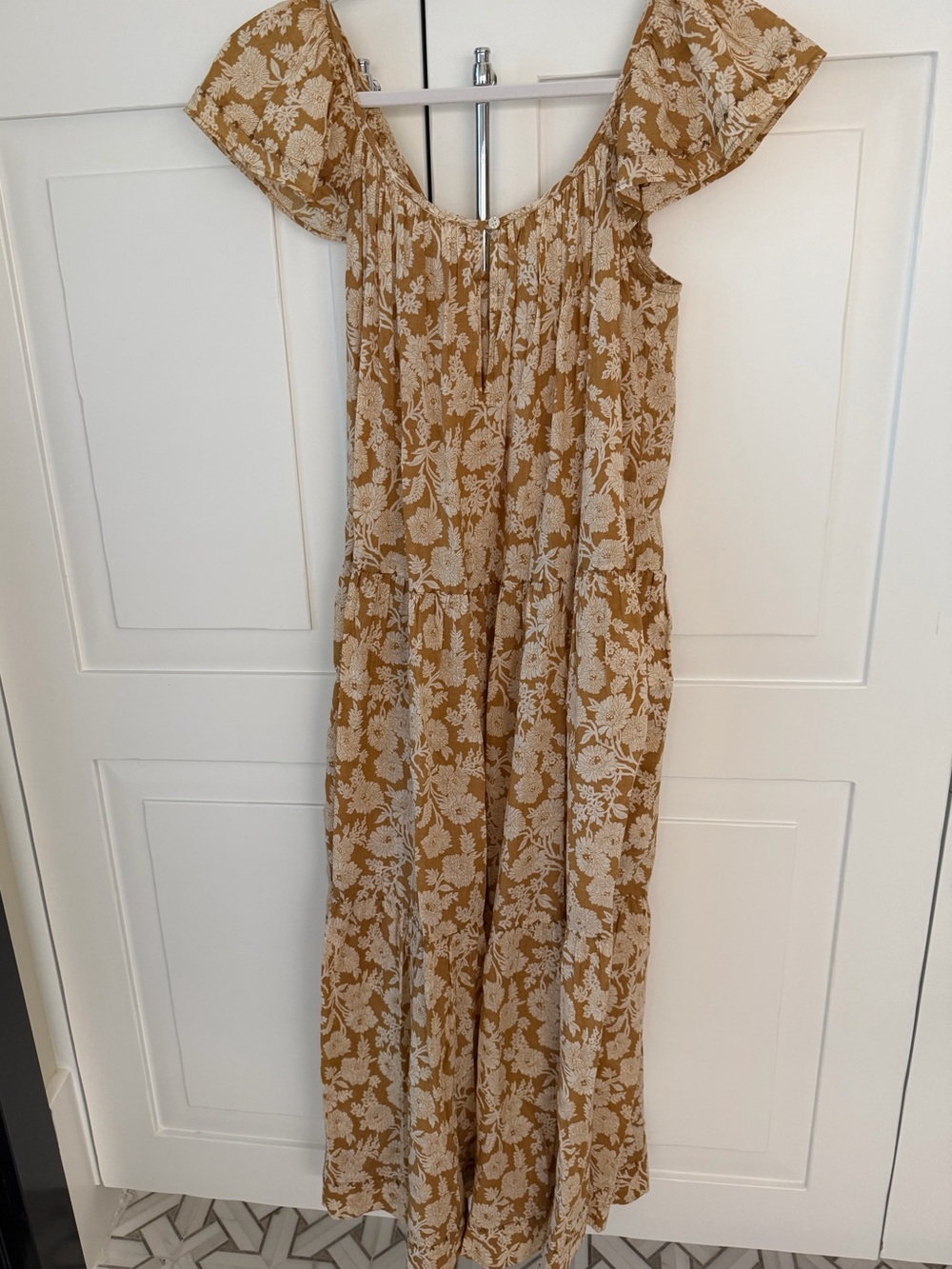 THE GREAT. Mustard Floral Maxi Dress
